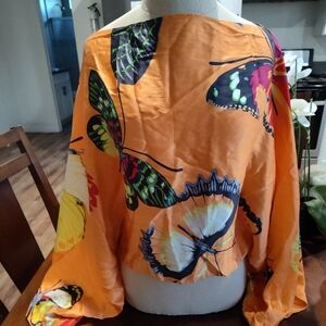 Divine Silk Butterfly Print Blouse